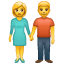 мужчина и женщина держутся за руки U+1F46B